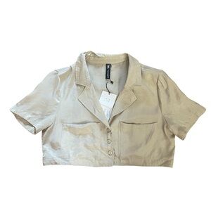 NWT Zara Light Tan Cropped Blazer/Blouse
